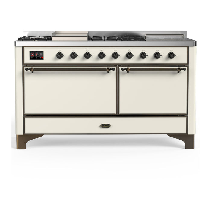 ILVE UM60FS Majestic III 60 inch Dual Fuel Range with 7 Burners, Griddle and French Top (UM60FSQNR3)