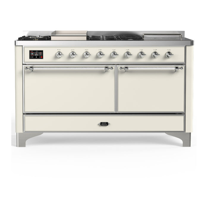 ILVE UM60FS Majestic III 60 inch Dual Fuel Range with 7 Burners, Griddle and French Top (UM60FSQNR3)