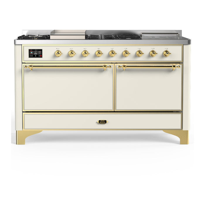 ILVE UM60FS Majestic III 60 inch Dual Fuel Range with 7 Burners, Griddle and French Top (UM60FSQNR3)
