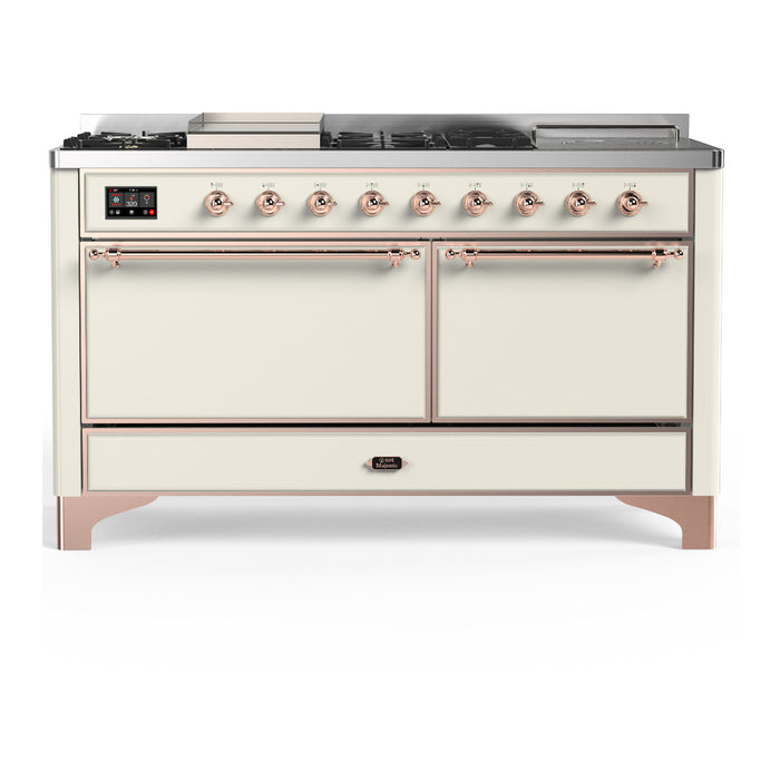 ILVE UM60FS Majestic III 60 inch Dual Fuel Range with 7 Burners, Griddle and French Top (UM60FSQNR3)
