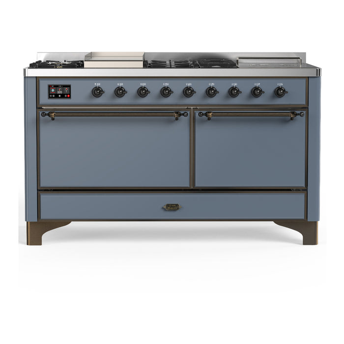 ILVE UM60FS Majestic III 60 inch Dual Fuel Range with 7 Burners, Griddle and French Top (UM60FSQNR3)
