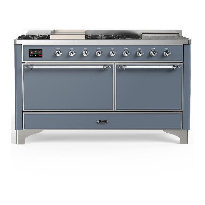 ILVE UM60FS Majestic III 60 inch Dual Fuel Range with 7 Burners, Griddle and French Top (UM60FSQNR3)