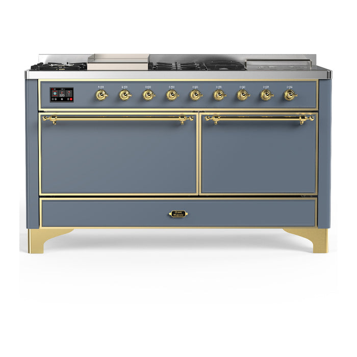 ILVE UM60FS Majestic III 60 inch Dual Fuel Range with 7 Burners, Griddle and French Top (UM60FSQNR3)