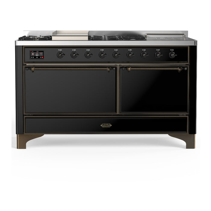 ILVE UM60FS Majestic III 60 inch Dual Fuel Range with 7 Burners, Griddle and French Top (UM60FSQNR3)