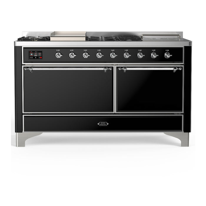 ILVE UM60FS Majestic III 60 inch Dual Fuel Range with 7 Burners, Griddle and French Top (UM60FSQNR3)