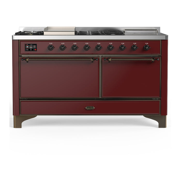 ILVE UM60FS Majestic III 60 inch Dual Fuel Range with 7 Burners, Griddle and French Top (UM60FSQNR3)