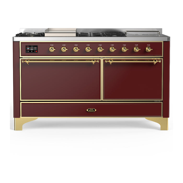 ILVE UM60FS Majestic III 60 inch Dual Fuel Range with 7 Burners, Griddle and French Top (UM60FSQNR3)