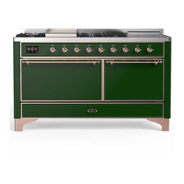 ILVE UM60FS Majestic III 60 inch Dual Fuel Range with 7 Burners, Griddle and French Top (UM60FSQNR3)