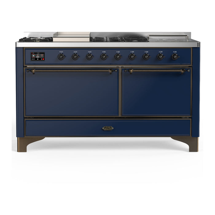 ILVE UM60FS Majestic III 60 inch Dual Fuel Range with 7 Burners, Griddle and French Top (UM60FSQNR3)