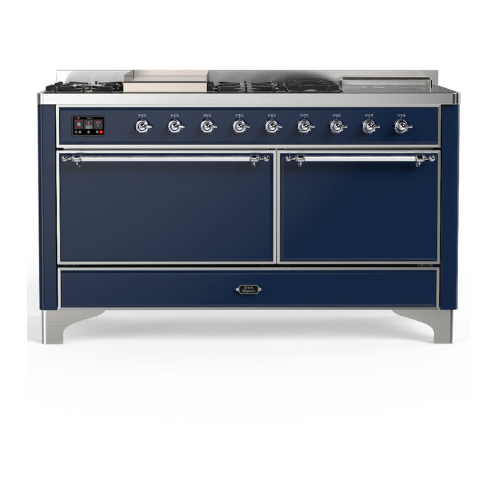 ILVE UM60FS Majestic III 60 inch Dual Fuel Range with 7 Burners, Griddle and French Top (UM60FSQNR3)