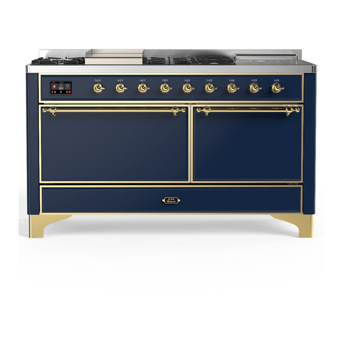 ILVE UM60FS Majestic III 60 inch Dual Fuel Range with 7 Burners, Griddle and French Top (UM60FSQNR3)