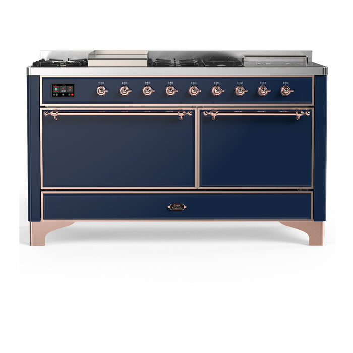 ILVE UM60FS Majestic III 60 inch Dual Fuel Range with 7 Burners, Griddle and French Top (UM60FSQNR3)