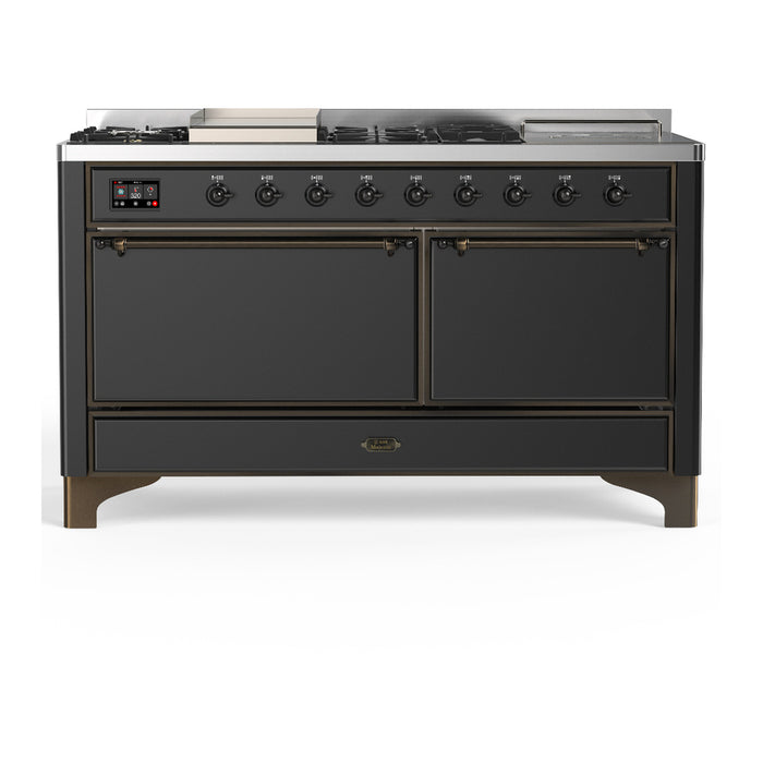 ILVE UM60FS Majestic III 60 inch Dual Fuel Range with 7 Burners, Griddle and French Top (UM60FSQNR3)