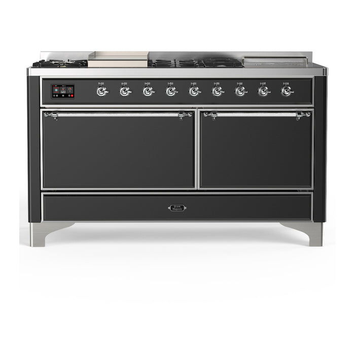 ILVE UM60FS Majestic III 60 inch Dual Fuel Range with 7 Burners, Griddle and French Top (UM60FSQNR3)