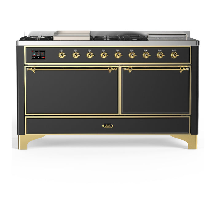 ILVE UM60FS Majestic III 60 inch Dual Fuel Range with 7 Burners, Griddle and French Top (UM60FSQNR3)
