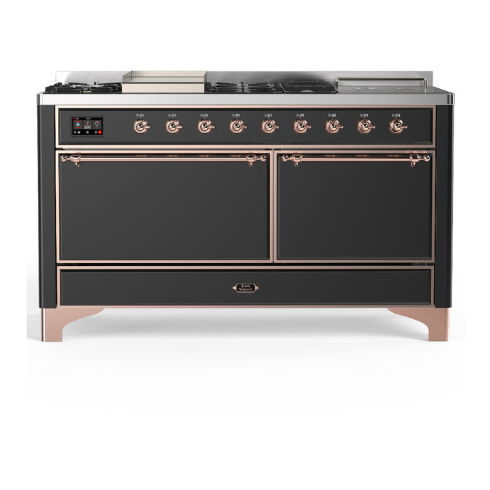 ILVE UM60FS Majestic III 60 inch Dual Fuel Range with 7 Burners, Griddle and French Top (UM60FSQNR3)
