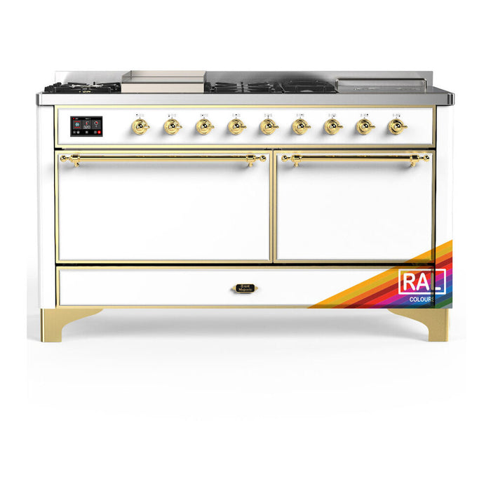 ILVE UM60FS Majestic III 60 inch Dual Fuel Range with 7 Burners, Griddle and French Top (UM60FSQNR3)