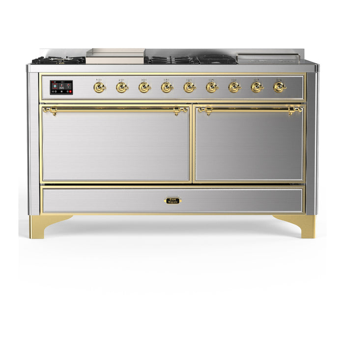 ILVE UM60FS Majestic III 60 inch Dual Fuel Range with 7 Burners, Griddle and French Top (UM60FSQNR3)