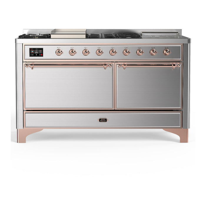 ILVE UM60FS Majestic III 60 inch Dual Fuel Range with 7 Burners, Griddle and French Top (UM60FSQNR3)