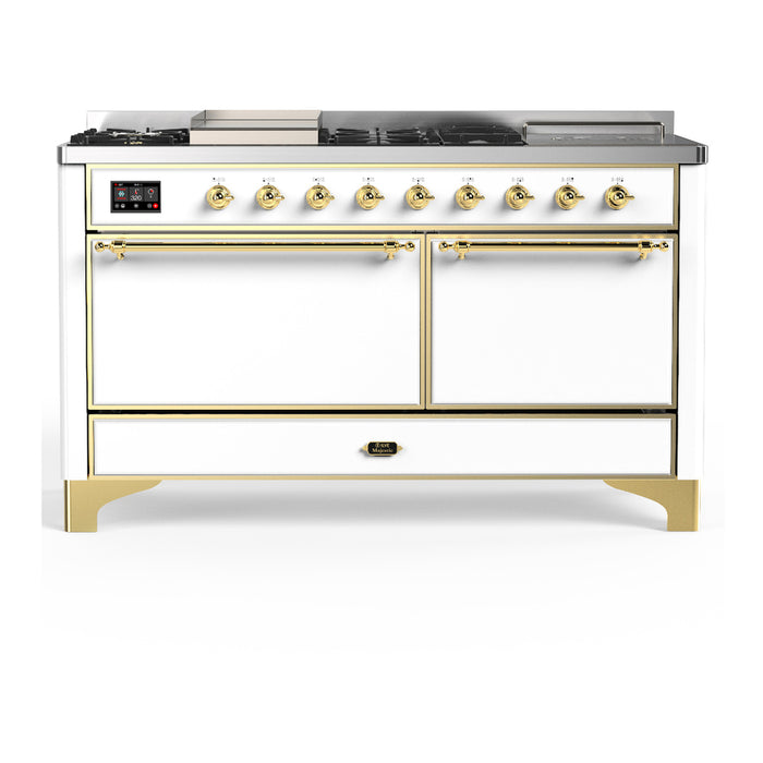 ILVE UM60FS Majestic III 60 inch Dual Fuel Range with 7 Burners, Griddle and French Top (UM60FSQNR3)