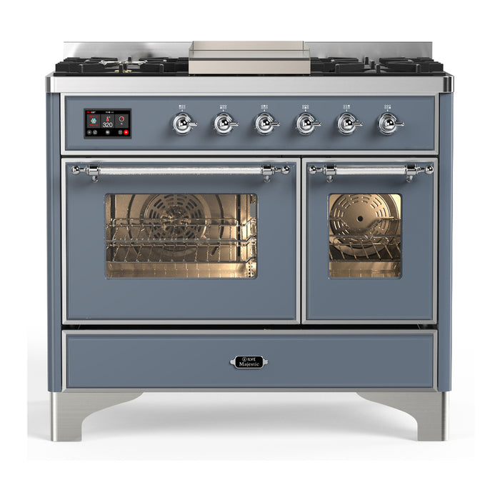 ILVE UMD40F Majestic III 40 inch Dual Fuel Range with 6 Burners, Griddle (UMD40FNR3)