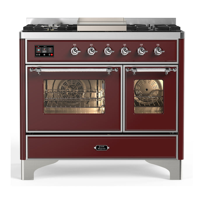 ILVE UMD40F Majestic III 40 inch Dual Fuel Range with 6 Burners, Griddle (UMD40FNR3)