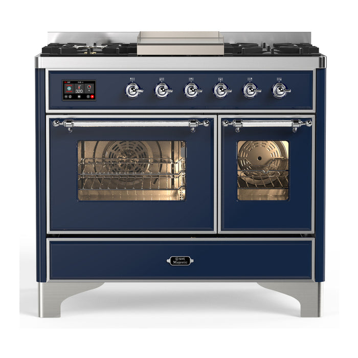 ILVE UMD40F Majestic III 40 inch Dual Fuel Range with 6 Burners, Griddle (UMD40FNR3)