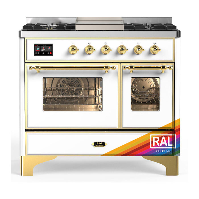 ILVE UMD40F Majestic III 40 inch Dual Fuel Range with 6 Burners, Griddle (UMD40FNR3)