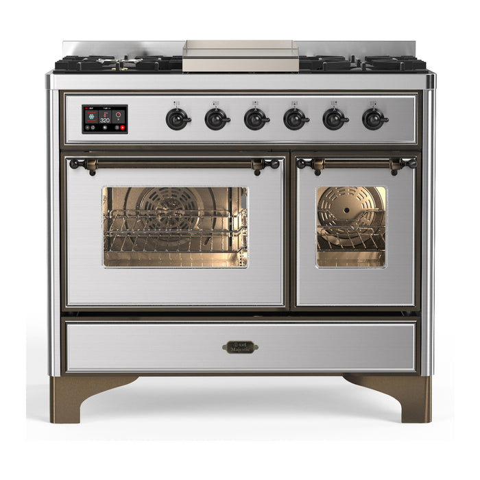 ILVE UMD40F Majestic III 40 inch Dual Fuel Range with 6 Burners, Griddle (UMD40FNR3)