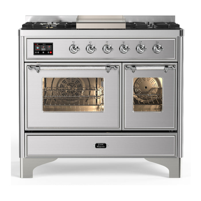ILVE UMD40F Majestic III 40 inch Dual Fuel Range with 6 Burners, Griddle (UMD40FNR3)