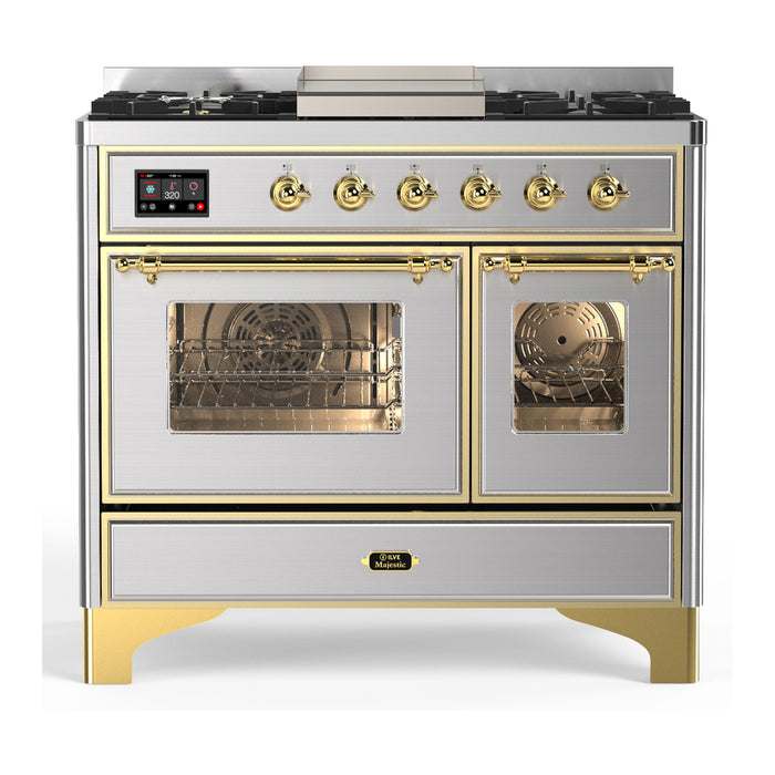 ILVE UMD40F Majestic III 40 inch Dual Fuel Range with 6 Burners, Griddle (UMD40FNR3)