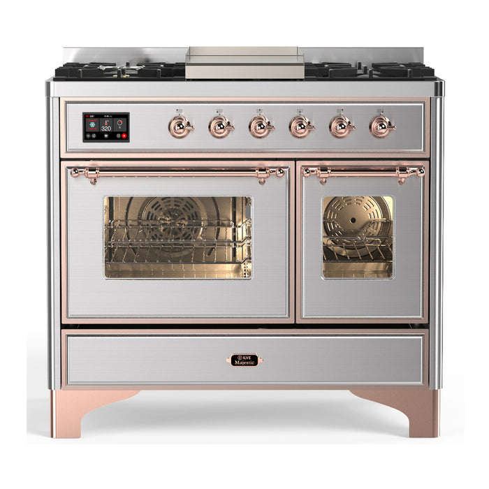 ILVE UMD40F Majestic III 40 inch Dual Fuel Range with 6 Burners, Griddle (UMD40FNR3)