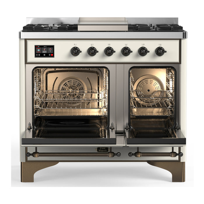 ILVE UMD40F Majestic III 40 inch Dual Fuel Range with 6 Burners, Griddle (UMD40FQNR3)