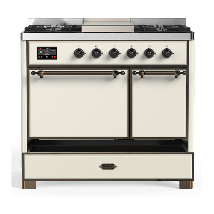 ILVE UMD40F Majestic III 40 inch Dual Fuel Range with 6 Burners, Griddle (UMD40FQNR3)