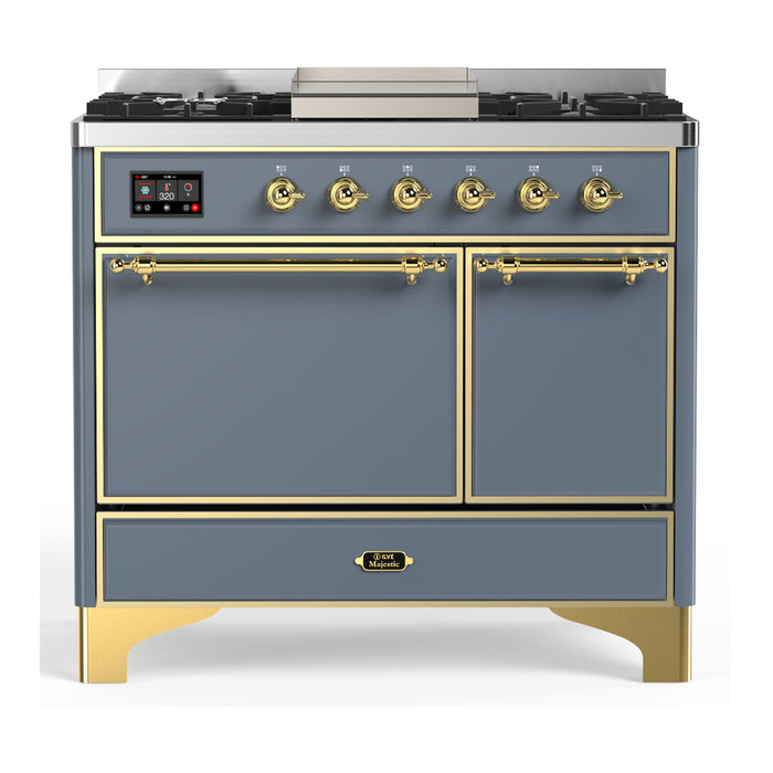 ILVE UMD40F Majestic III 40 inch Dual Fuel Range with 6 Burners, Griddle (UMD40FQNR3)