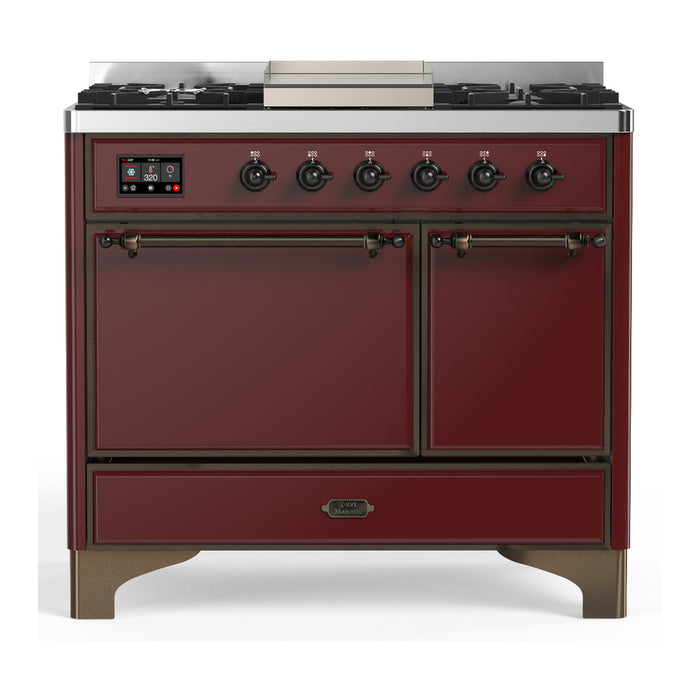 ILVE UMD40F Majestic III 40 inch Dual Fuel Range with 6 Burners, Griddle (UMD40FQNR3)