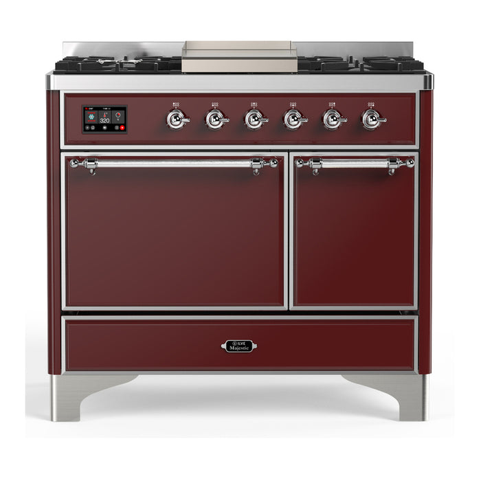 ILVE UMD40F Majestic III 40 inch Dual Fuel Range with 6 Burners, Griddle (UMD40FQNR3)