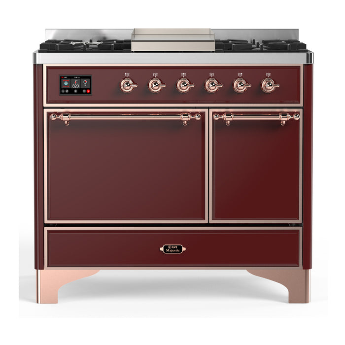 ILVE UMD40F Majestic III 40 inch Dual Fuel Range with 6 Burners, Griddle (UMD40FQNR3)