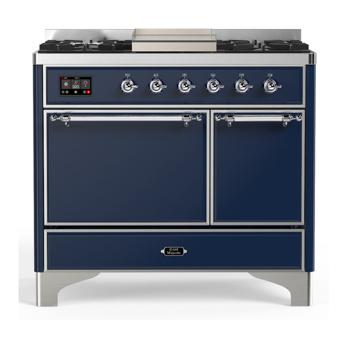 ILVE UMD40F Majestic III 40 inch Dual Fuel Range with 6 Burners, Griddle (UMD40FQNR3)
