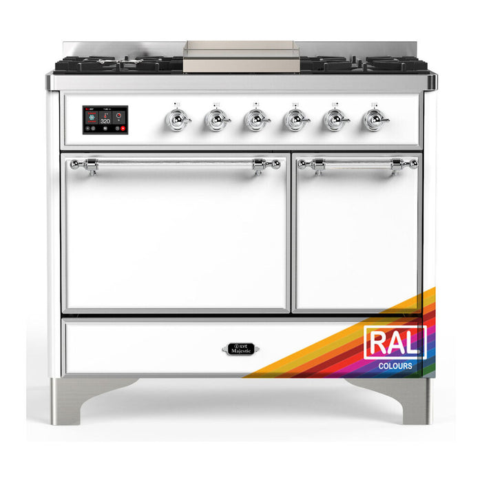 ILVE UMD40F Majestic III 40 inch Dual Fuel Range with 6 Burners, Griddle (UMD40FQNR3)