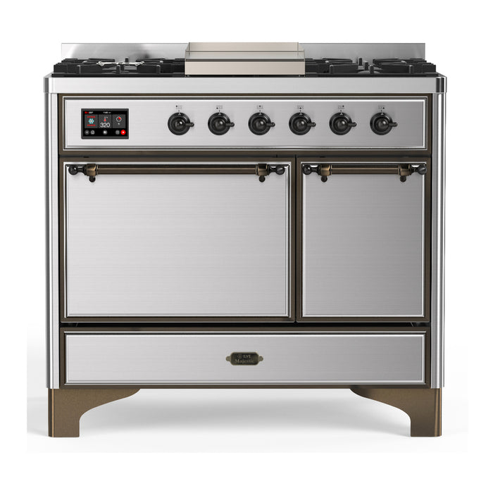 ILVE UMD40F Majestic III 40 inch Dual Fuel Range with 6 Burners, Griddle (UMD40FQNR3)