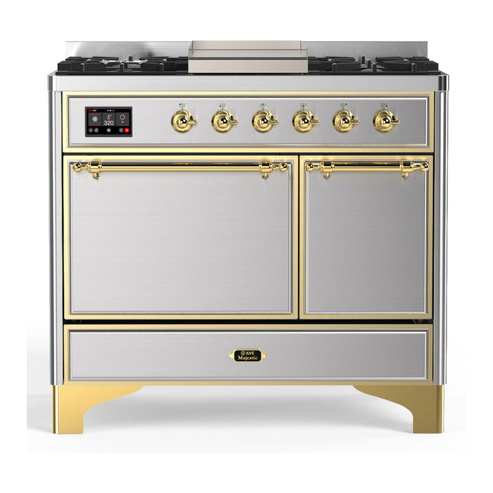 ILVE UMD40F Majestic III 40 inch Dual Fuel Range with 6 Burners, Griddle (UMD40FQNR3)