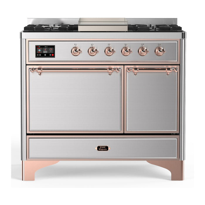 ILVE UMD40F Majestic III 40 inch Dual Fuel Range with 6 Burners, Griddle (UMD40FQNR3)