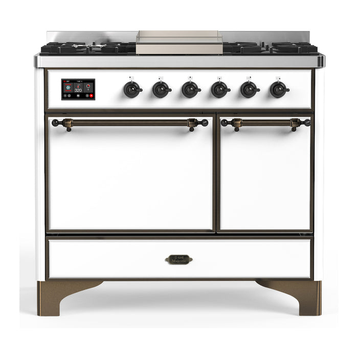 ILVE UMD40F Majestic III 40 inch Dual Fuel Range with 6 Burners, Griddle (UMD40FQNR3)