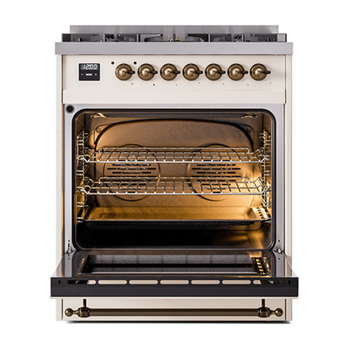 ILVE Nostalgie II Noblesse 30″ Dual Fuel Range Triple Glass Door - UN30NMP