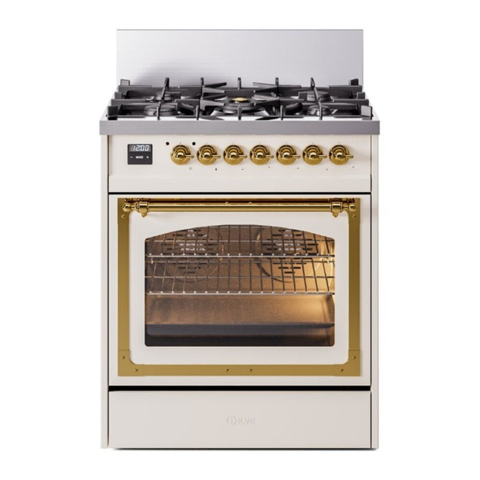 ILVE Nostalgie II Noblesse 30″ Dual Fuel Range Triple Glass Door - UN30NMP