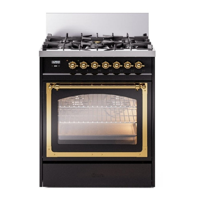 ILVE Nostalgie II Noblesse 30″ Dual Fuel Range Triple Glass Door - UN30NMP