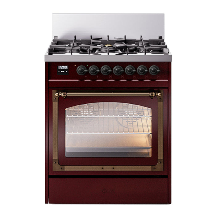 ILVE Nostalgie II Noblesse 30″ Dual Fuel Range Triple Glass Door - UN30NMP