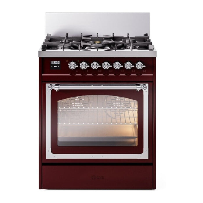 ILVE Nostalgie II Noblesse 30″ Dual Fuel Range Triple Glass Door - UN30NMP