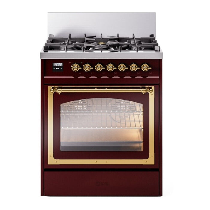 ILVE Nostalgie II Noblesse 30″ Dual Fuel Range Triple Glass Door - UN30NMP